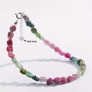 Sterling Silver Natural Brazilian Tourmaline Beaded Adjustable Bracelet